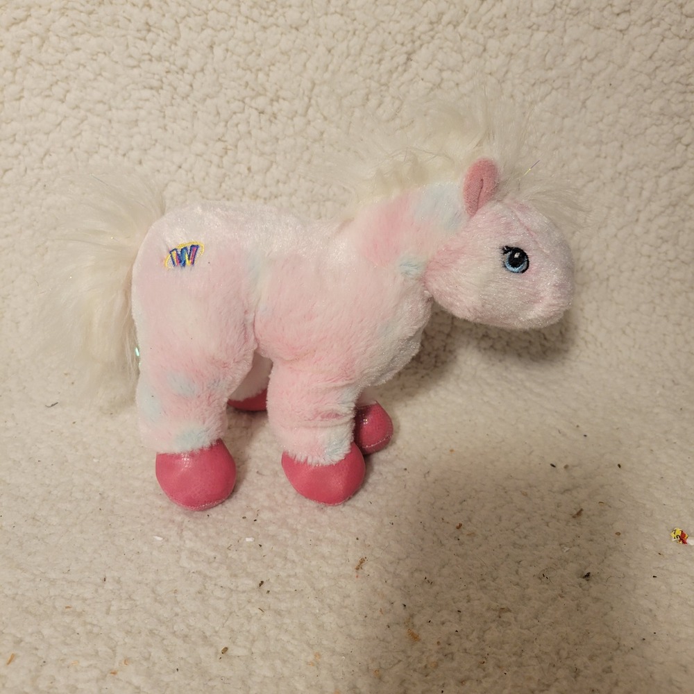 Ganz Webkinz Pink Pony‎ Horse Plush Stuffed Animal White Tinsel Mane HM124